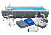 26788 Бассейн прямоугольный каркасный Intex 400х200х100 см + фильтр и лестница